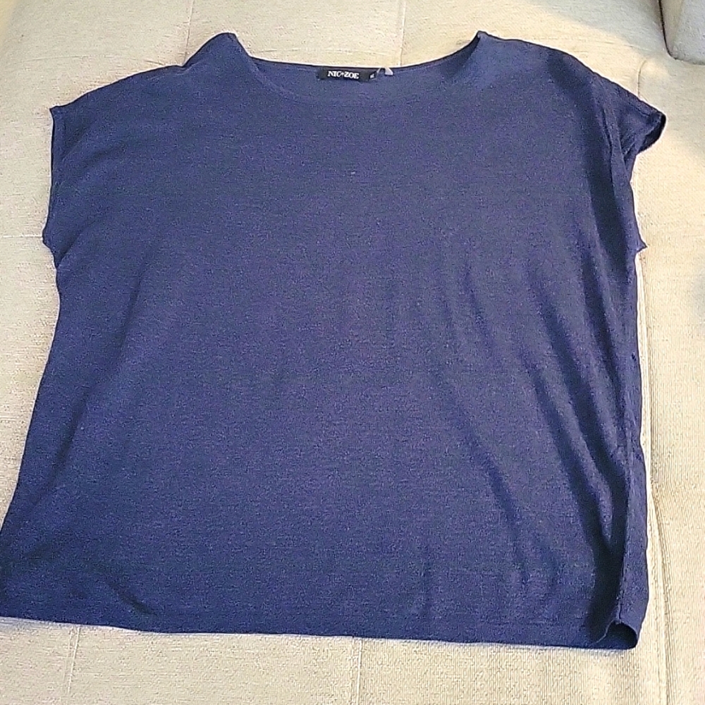 Sheer blue top size large. Cropped sleeves